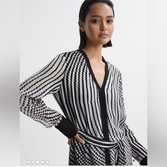 Reiss Tia Black and White Striped Mini Dress NWT - Picture 2 of 14